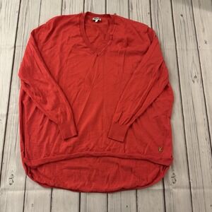 Kenzo Paris Red 100% Wool V-Neck Sweater Women's Large L Longline Knit